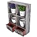 MyGift Wall Mounted Torched Wood Shadow Box Shelf - Rustic Wooden Table Top Display Organizer with 2 Pull Out Drawers
