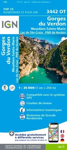 Gorges du Verdon / Moustiers-Ste-Marie /Lac de Ste-Croix 2016: IGN.3442OT by (Map)