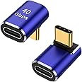 AuviPal USB C 90 Degree Adapter (2 Pack), Up and Down Right Angle L Shape USB Type C Male to Female Connector for Steam Deck, ROG Ally, MacBook, Tablet, Phone and More - Blue