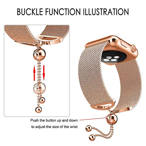Buyeverything for Apple Watch 40mm Bands - Milanese Stainless Steel Bracelets Replacement Band Adjustbable Metal Wristband Straps Accessories for Apple Watch Series 4 40mm Women Men (Rose Gold)