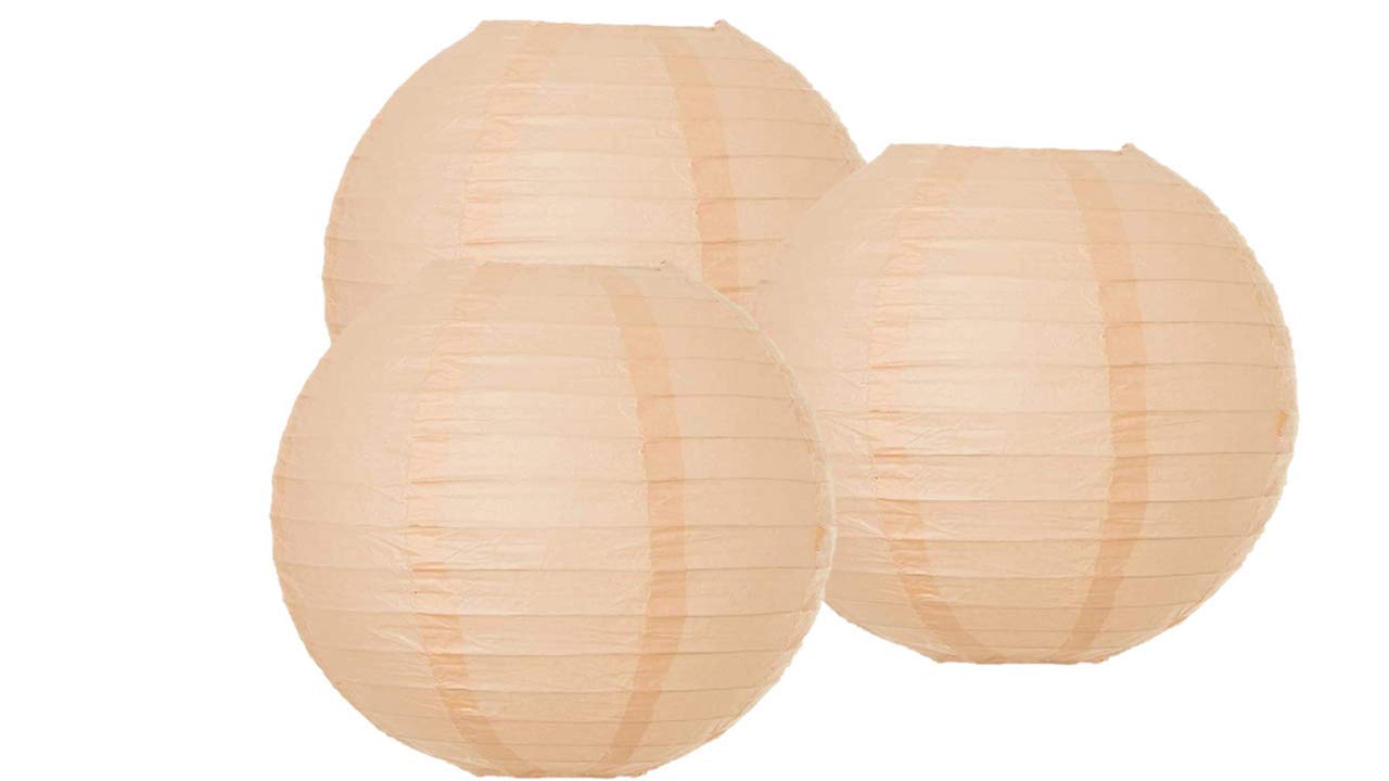 Paper Lanterns Mix Color Packs of 3 Round Paper Lanterns Lampshade Party Decorations (Peach)