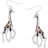 Liavy's Giraffe Fashionable Earrings - Hand Painted - Sparkling Crystal - Fish Hook - Unique Gift and Souvenir