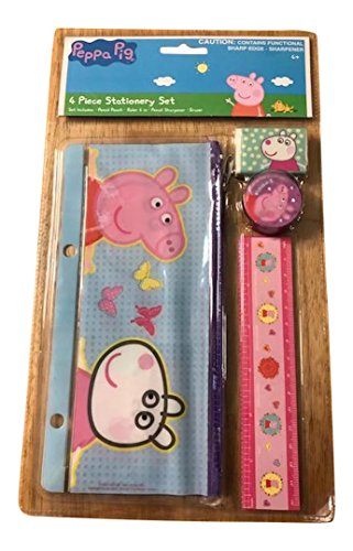 Peppa Pig Stationery Set- Pencil Pouch, Sharpener, Eraser, Ruler