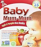 Hot-Kid Baby Mum-Mum Rice Rusks, Apple & Pumpkin, 24 Pieces Gluten Free, Allergen Free, Non-GMO, Rice Teether Cookie for Teething Infants