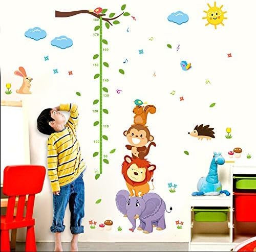 Pakdeevong shop Monky animals, birds, lions, trees, kids, kids, heights, wallpapers, growth charts, house wall decals, stickers, nursery art, kindergarten, baby gifts