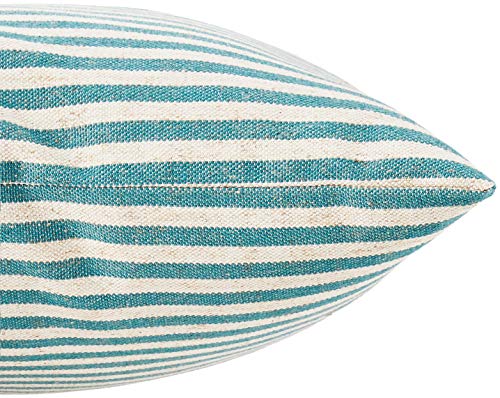 Amazon Brand – Ravenna Home Casual Striped Throw Pillow - 17 x 17 Inch, Teal