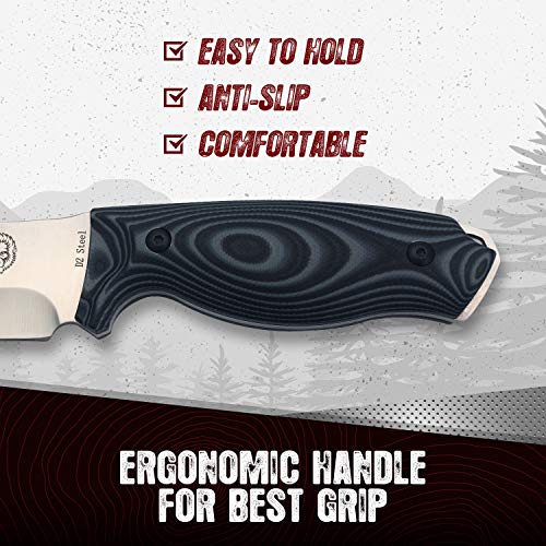 Survival Camping Knife | Fixed Blade Hunting Knife with Sheath | Bowie Knife with Fire Starter, G10 Scraper & Paracord | Bushcraft Outdoor Military Knife |Full Tang Tactical Survival Knife Kit in Box