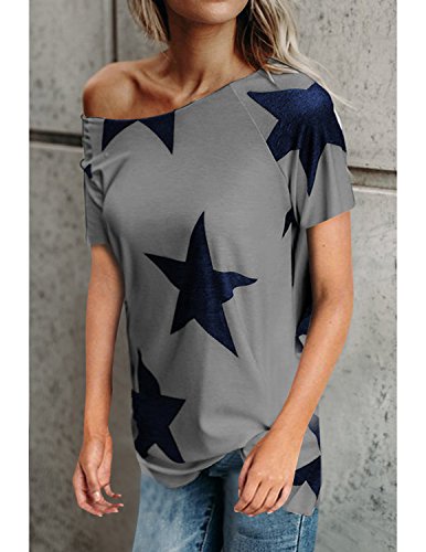 image for WAEKIYTL Women Off Shoulder Casual T Shirt Short Sleeve Loose Fit Tops