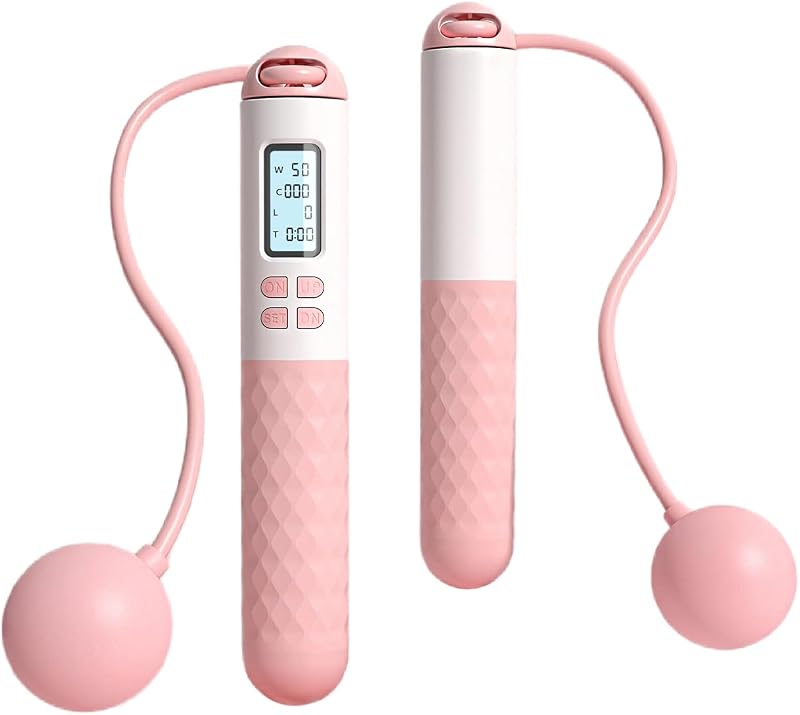 Flintronic Skipping Rope with Counter LED Display Adjustable 280cm Pink