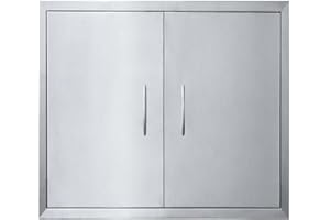 JIE JIN 24" W X 24" H Outdoor Kitchen Doors Double Doors Thickened 304 Brushed Stainless Steel BBQ Access Door BBQ Island Doors Outdoor Kitchen Accessories Door for Outdoor Kitchen BBQ Island