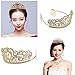 PIXNOR Wedding Bridal Tiara with Comb Rhinestone Crystal Bridal Wedding Tiara Headband (Gold)