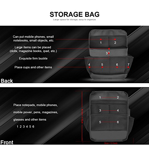 TOCGAMT Car Seat Organizer, Car Organizer Back Seat PU Leather Backseat Organizer Double-Side Between Seats for Kids -1Pack