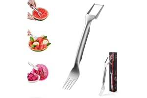 LMUWECNO 2-in-1 Stainless Steel Fruit Cutter, Watermelon Slicer Cutter, Watermelon Fork Slicer Cutter Slicer Tool, Dual Head Fruit Forks Slicer Knife for Home Kitchen Gadget