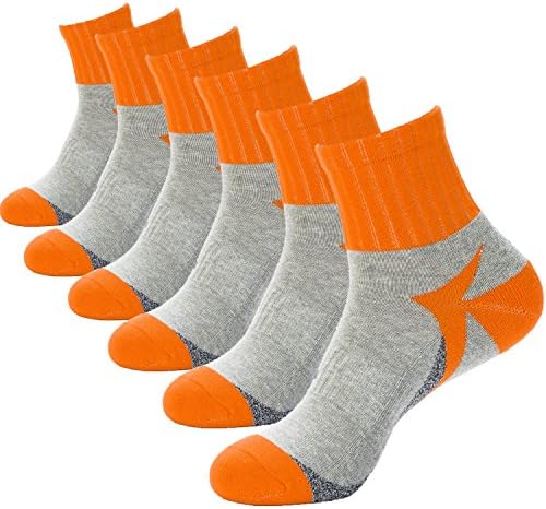 High Performance Moisture Wicking Lightweight Thick Athletic Socks 6 Pairs Tselected (Orange)
