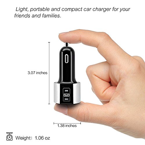 Car Charger, BliGli Bluetooth FM Transmitter, BT Receiver with Microphone, Hands -Free Calling, 3.4A Dual USB Ports for iPhone,Samsung and Android,Supports Call Number Announcement,Last Call Redial