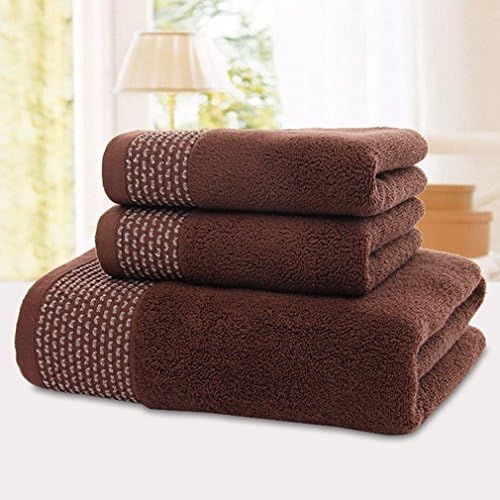 3 Piece Towel Set; 1 Bath Towel, 2 Hand Towels Cotton Bath Towel Bath Sheet Hand Towel Washcloth Wash Cloth By Xintinghzp (deep brown)
