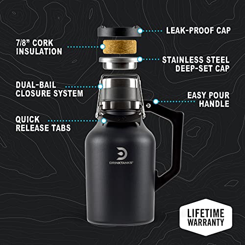 DrinkTanks Craft Growler, Passivated Stainless Steel Growlers for Beer