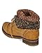 Refresh BH47 Women Leatherette Sweater Knit Fold Down Fur Trim Combat Bootie - Tan
