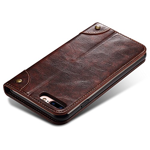 Wallet Phone Case for Iphone XS/X Flip Cover with Kickstand Card Holder Slots, Brown