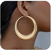 Chunky Gold Large Disco Hoop Earrings for Women Dainty Big Oversized Round Hoops Earring Thick Hypoallergenic Dangle Ear Jewelry Statement Accessories Gifts