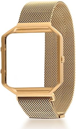 Bands for Fitbit Blaze Watch, HOMEKE Milanese Loop Magnetic Buckle Wristband + Steel Frame Accessory for Fitbit Blaze Smart Fitness Watch, Optional Colors - Large / Small