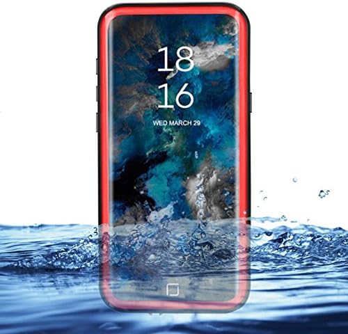 Eazewell Durable Ultra Slim 100% Waterproof Case Shockproof Dustproof Hard Shell Underwater Protective Box Rugged Cover with Kickstand for Samsung Galaxy S9+ Plus SM-G965 (Red)