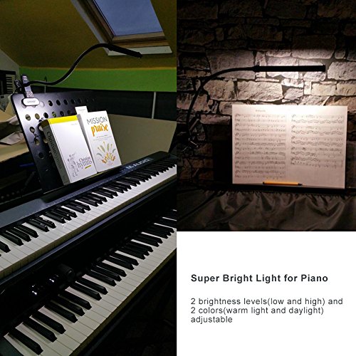 LEPOWER Led Clip on Light / Reading light with Gooseneck 5W Piano Light Color Temperature Changeable Clip Light (Metal)