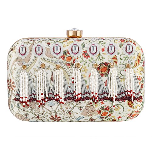 Stylish and Elegant Day to Evening Padma White Clutch Purses for Women by Indian Designer Puneet Gupta