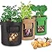 Unique-Fit Potato Grow Bag 3 Packs Update Garden Vegetables Planter Bags with 4 Drain Holes and Velcro Window, 7 Gallon Potato Bag Planter (Black + Green + Brown)thumb 1