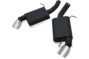 Auto Dynasty 4 inches Dual Axle Back Catback Exhaust System Compatible with 2016-2019 Chevy Camaro SS 6.2L, Double Walled Tip Muffler Round Muffler Tip, Left and Right Side