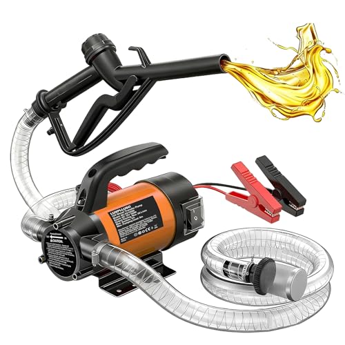 LUXPLLUSO Fuel Pumps 12 V Electric Barrel Pump & Water Pump 12 V Self-priming 15 GPM for Diesel, Oil & Water Includes Hose for Canister & Barrel