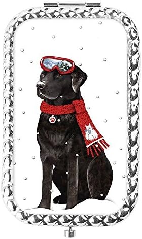 Metal Lovely Hand Mirror, Compact Foldable Portable Cosmetic Magnetic for Purse or Travel-Dog