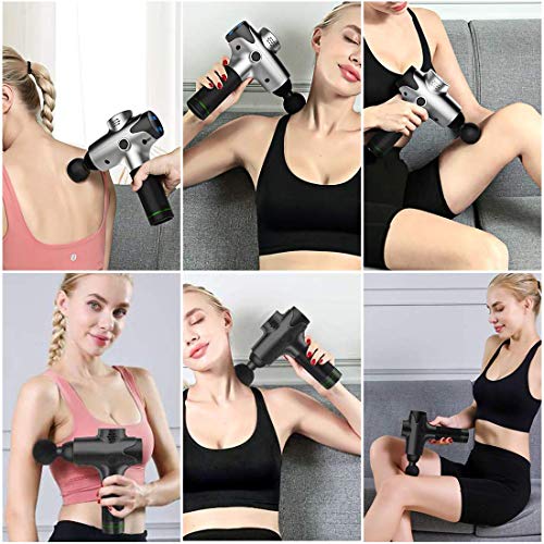 Massage Gun Deep Tissue Percussion Muscle Massager for Pain Relief, Handheld Electric Body Massager Sports Drill Portable Super Quiet Brushless Motor,20 Adjustable Speed (Black) - Thumbnail 7