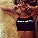 Bolayu Women Letter Sleeveless Halterneck Tank Crop Tops Vest Blouse Shirt (S) Black