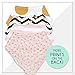 Reversible & Waterproof Cotton Baby Bandana Drool Bibs for Girls with Adjustable Snaps, Pack of 4, Soft Absorbent Cute Modern Premium Bib Set for Teething Drooling