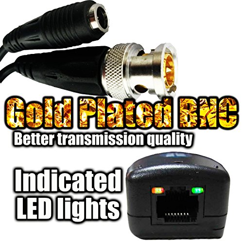 UTP balun hd Ventech cat5 to bnc video baluns transceiver passive with power connector compatible with all CCTV technologies( analog AHD TVI CVI ntsc pal ) 1 PAIRS rj45 75 ohn connectors