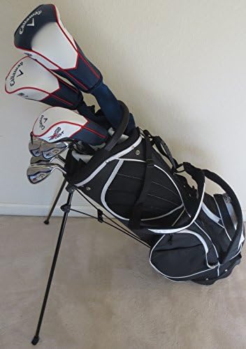 Mens Callaway Golf Set Driver, Fairway Wood, Hybrid, Irons, Sand Wedge, Putter, Stand Bag Stiff Flex