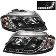 Sonic Lighting LED DRL Headlights for Audi A3 06-08 - Black/Clear Lens