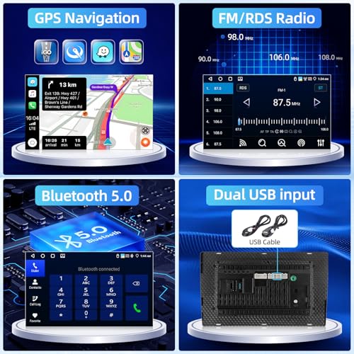 Fuluku 4+64G Android Car Radio for BMW X3 E83 2004-2010 with Wireless Carplay & Android Auto, 9'' IPS Touch Screen Car Radio with Bluetooth 5.0/GPS/Rear View Camera/FM/WiFi/SWC