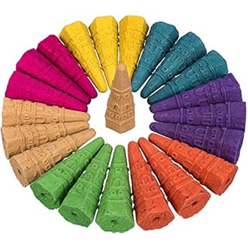 UNIQUELOVER Mixed Flowers Backflow Incense Cones Rose Carnation Ocean Fragrant Jasmine Lavender Green Tea Natural Fragrance Tower Cone Scents for Backflow Incense Burner Holder, Total 77pcs