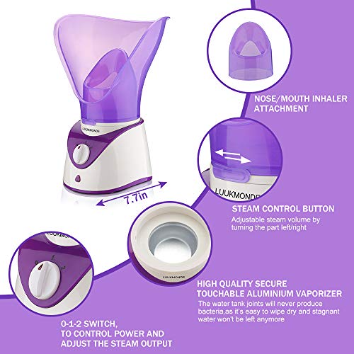 Facial Steamer Home Facial Sauna SPA Warm Mist Moisturizing Pores Cleanse Clear Blackheads Acne Aromatherapy Skin Care Humidifier by LUUKMONDE