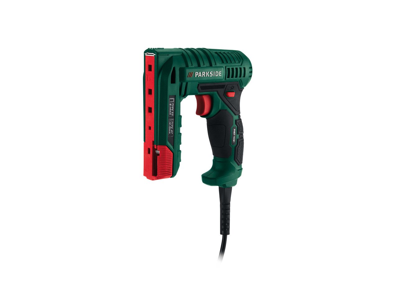 Parkside PHET 15 B1 Electric Nailer/Stapler, Compatible with Standard Nails and Staples.Application: Decoration, Crafts, Home Use Cable Length: 3 m.
