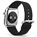 MoKo Band Compatible with Apple Watch, Premium Soft Genuine Leather Replacement Strap with Lichee Pattern Fit iWatch 42mm 2017 Series 3/2 / 1, Black (Not Fit 38mm Versions)