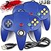 2 Pack iNNEXT Classic Retro N64 Bit USB Wired Controller for Windows PC MAC Linux Raspberry Pi 3 (Blue) primary
