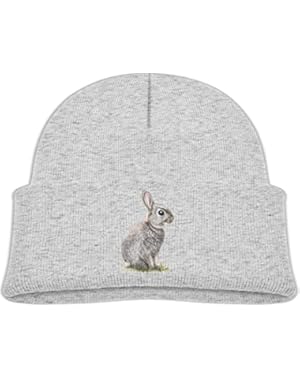 Kids Funny Pencil Drawing Cute Rabbit Casual Flexible Winter Knit Hats/Ski Cap/Beanie/Skully Hat Cap