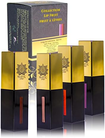 LIPFRUIT 2018 Collection - 4 Matte Colors - Anti Aging Liquid Lipstick - No Chemicals (100% Natural) - Waterproof - Smudge Free - Cruelty Free - PETA Vegan - Non Toxic - Made With Nilotic Fruit Butter