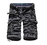 Ddwolf Mens Camouflage Cargo Shorts(Grey,36)