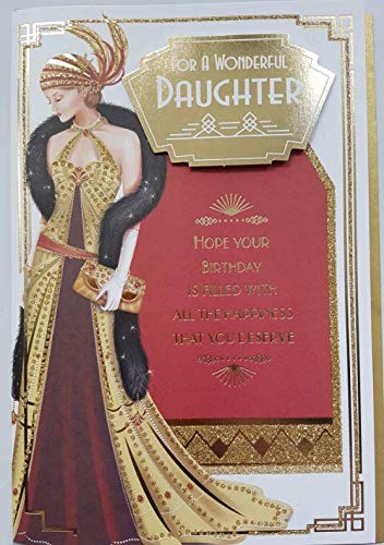 Art Deco Lady - Daughter - Glittered Birthday Card