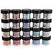 Mixed Glitter 20 Piece Kit – Includes Solvent Resistant Dust, Powder, Hexagon, Holographic, Matte Glitters - Great for Nail Art Polish, Gels, Art and Crafts, Paints & Acrylics Supplies - 1/4 OZ Jars
