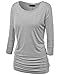 Lyxinpf Women Casual 3/4 Sleeve Dolman Drape Tops With Side Shirring Solid Long Sleeve Shirts